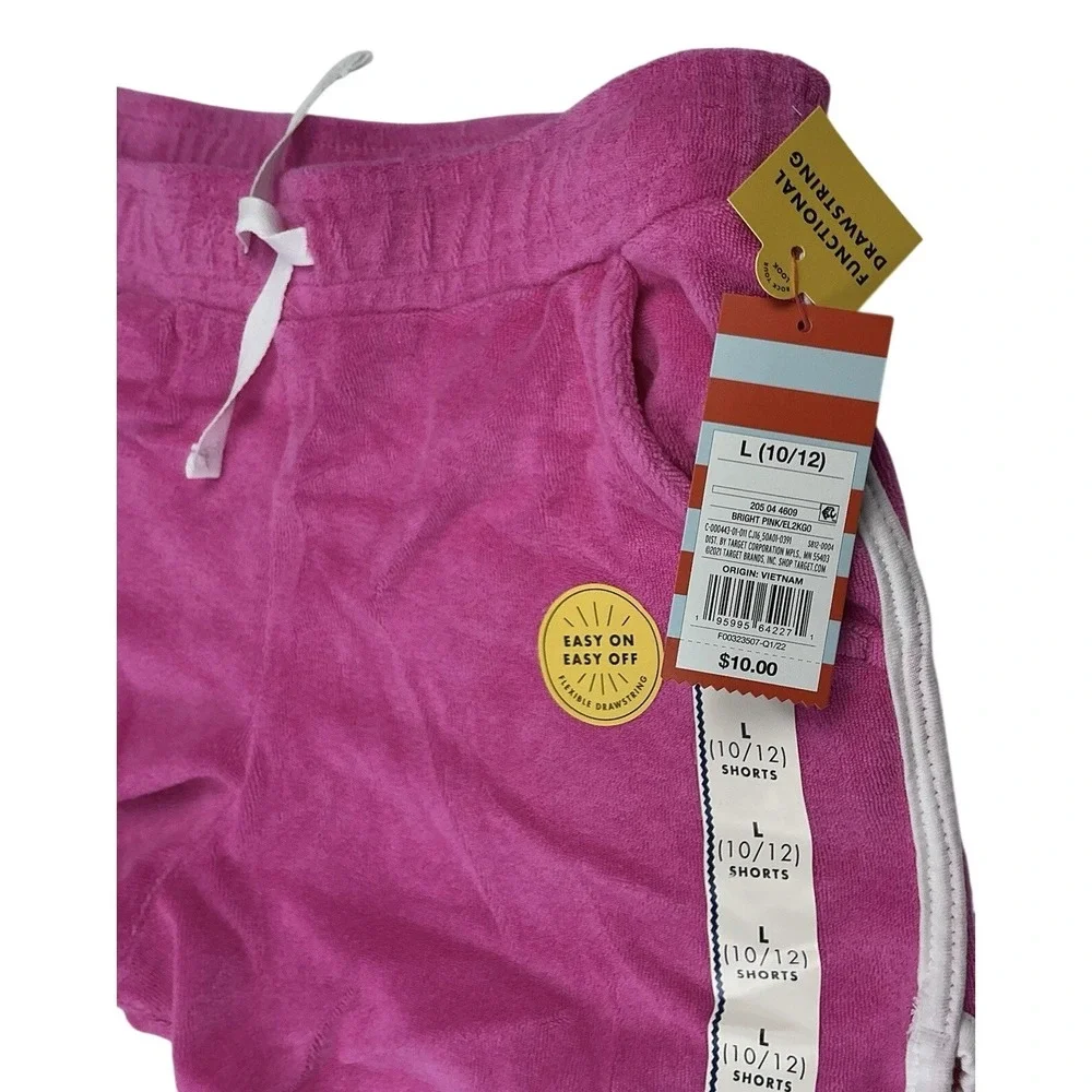 Cat Jack Kids Girls Pink Terry Cloth Drawstring Shorts Size L 10‎ 12